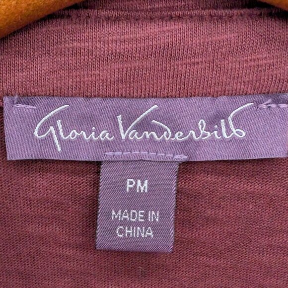 Gloria Vanderbilt Ashten Blouse Womens Burgundy Elixir Long Sleeve Button Sz PM - Picture 5 of 10